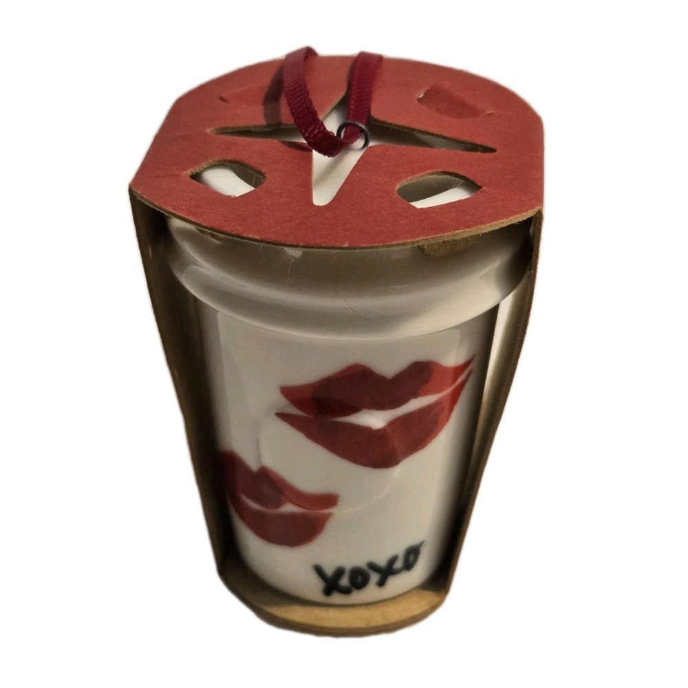 Starbucks XOXO Lipstick Lips Cup Ornament Mini Tumbler Christmas 2015